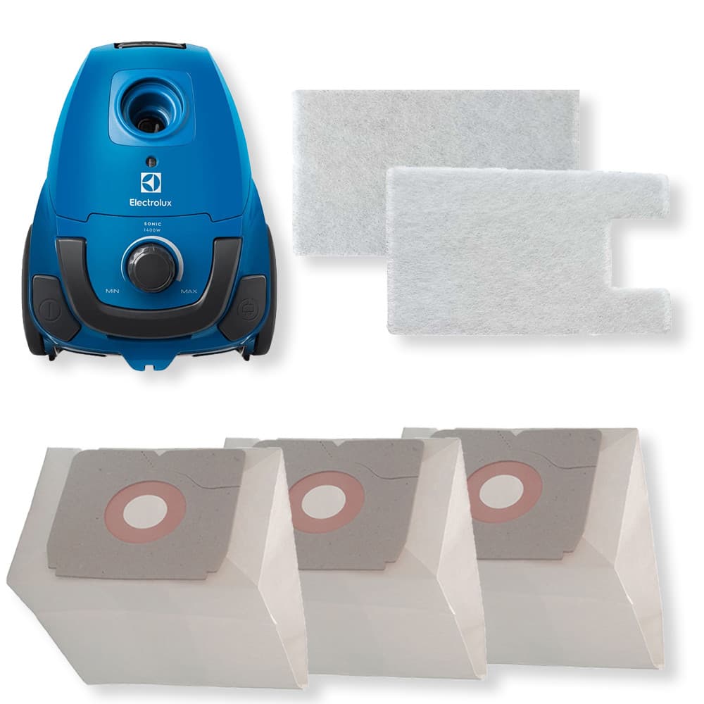 3 Saco Descartável + Filtro de Entrada e Saida de Ar para Aspirador de Pó Electrolux Sonic SON10