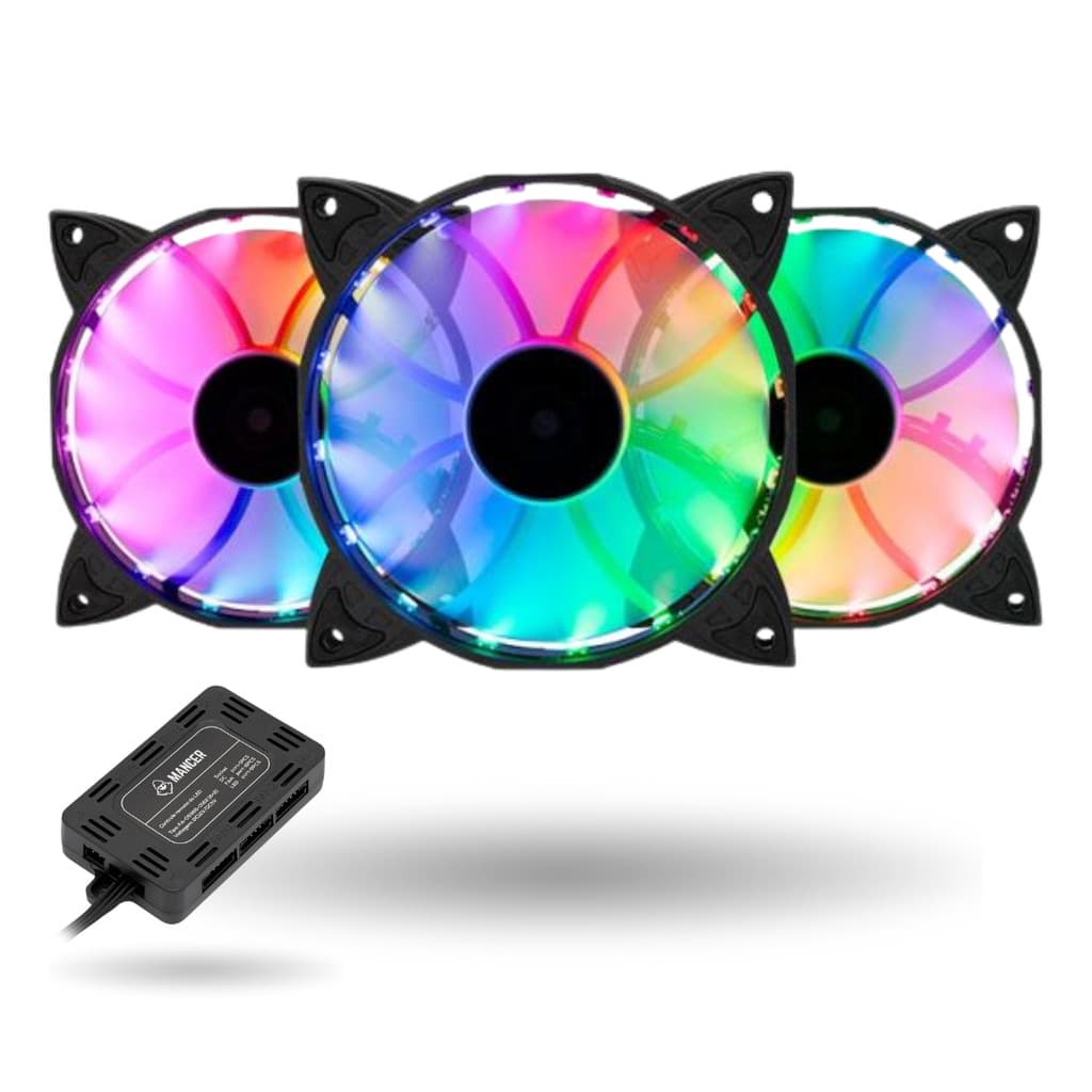 Kit Ventoinhas Mancer Z100 ARGB 3x120mm + Controladora