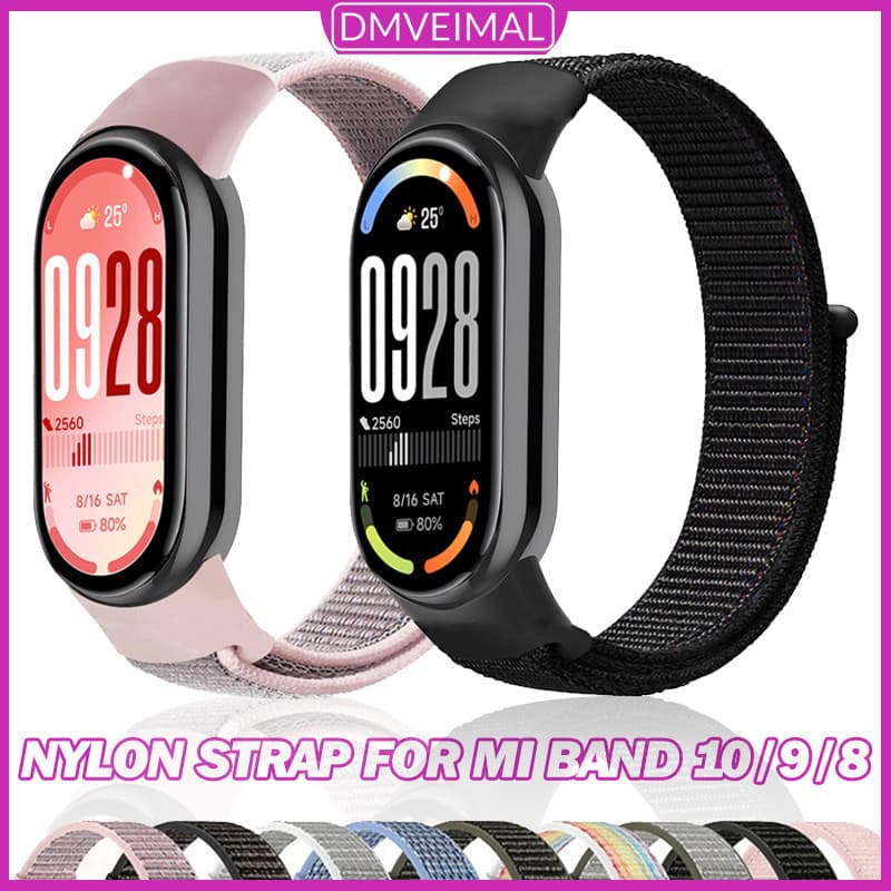Pulseira De Nylon Loop Para Relógio Smartwatch Xiaomi Mi Band 10 9 8 Strap Elástico Adjustável Para MiBand 10 9 8 NFC