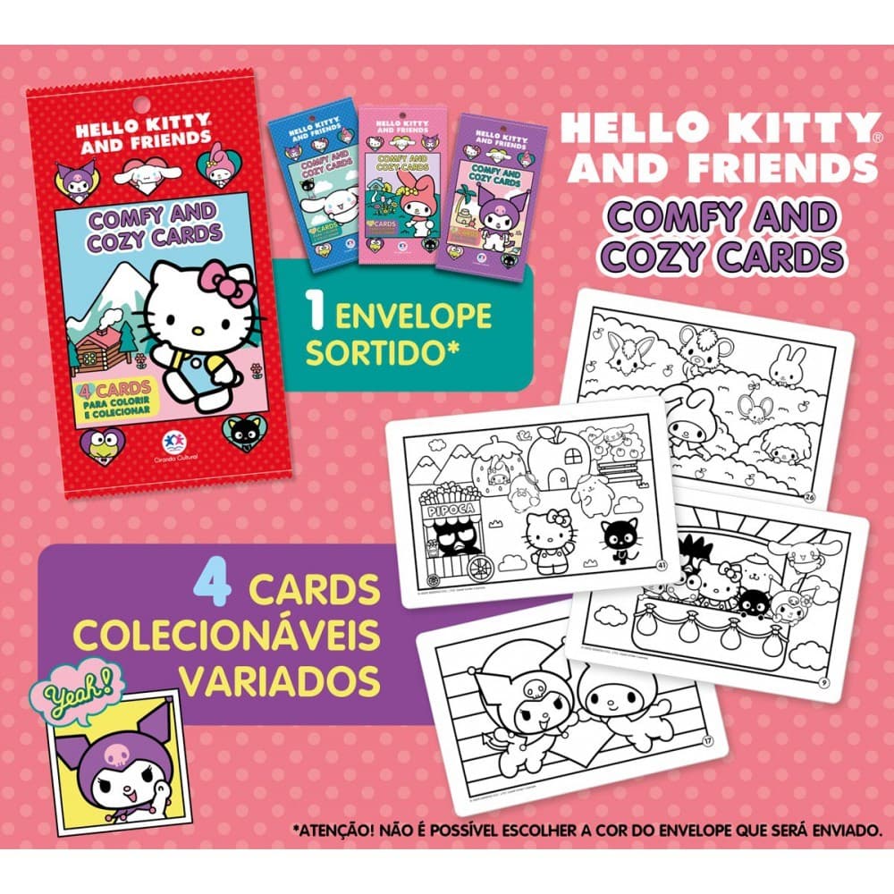 Livro Hello Kitty - Comfy and Cozy 4 Cards para colorir e colecion