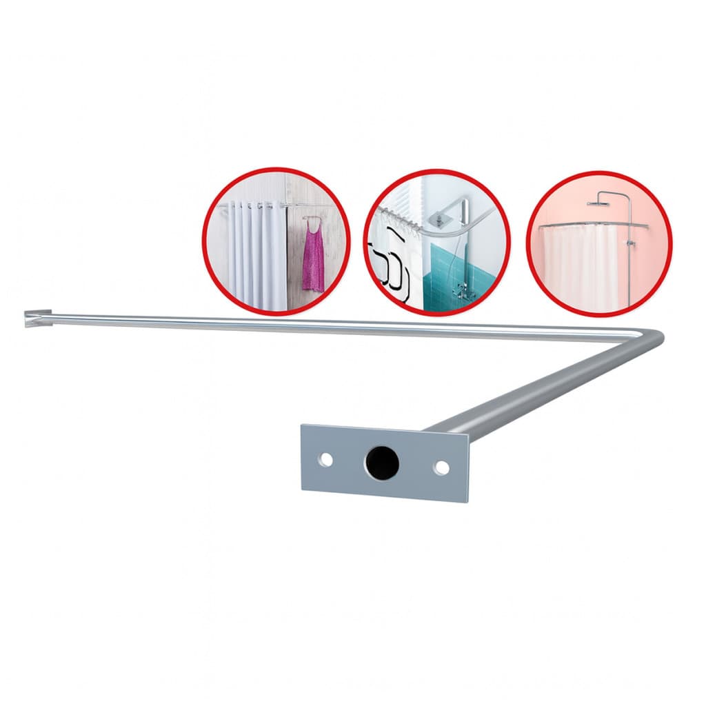 Suporte Varão em L Bastão Tubo Curvo Alumínio resistente para Cortina Box Banheiro Lavabo