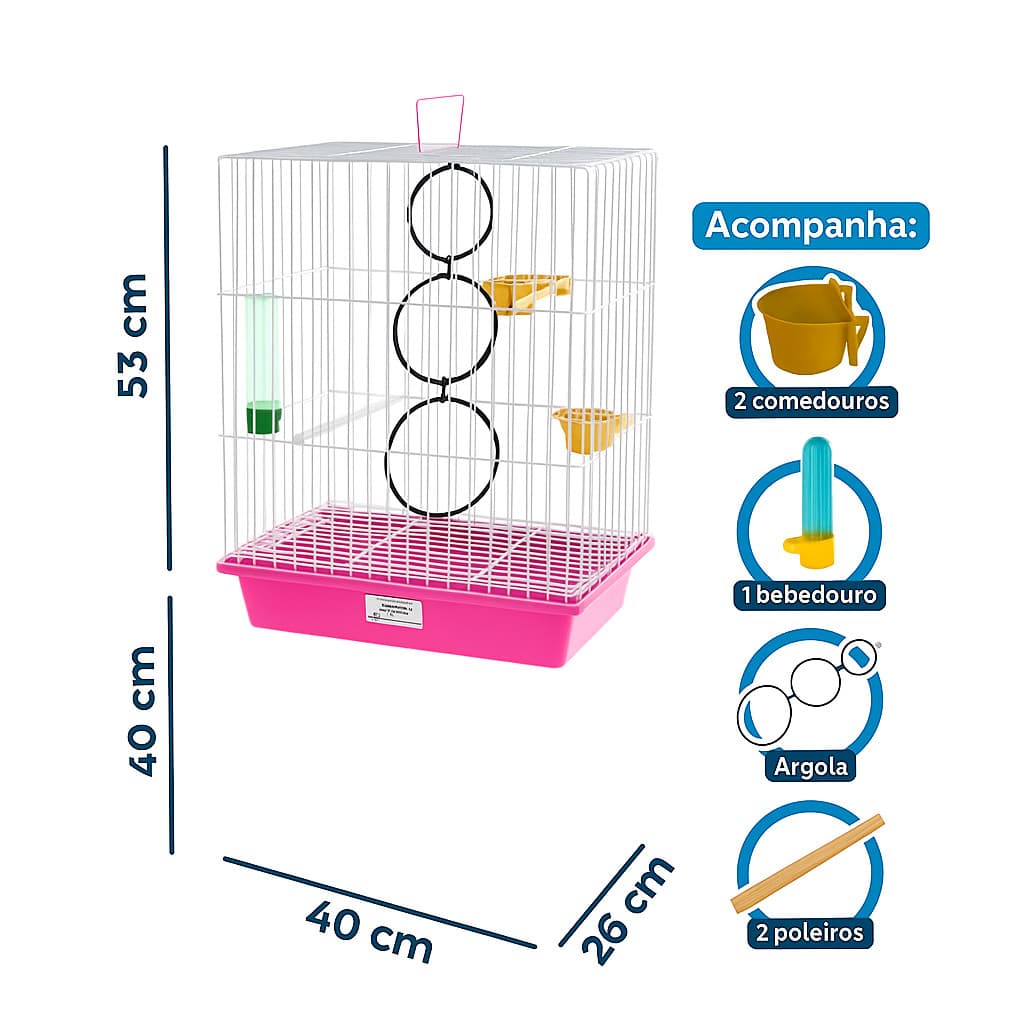 Gaiola Viveiro Calopsita Agapornis  Completa Com Acessórios