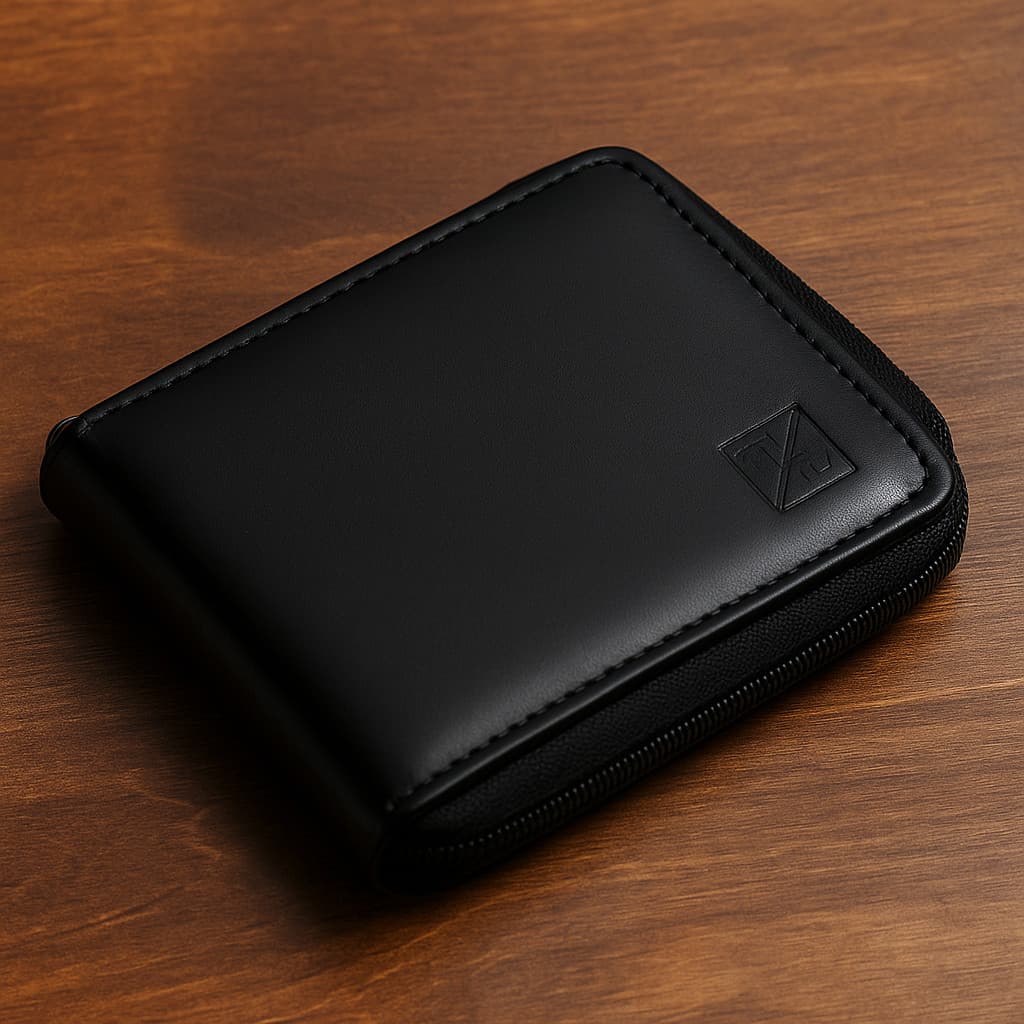 Carteira Masculina Couro Legitimo Grande com Fecho de Zíper Porta Moedas RG e Porta Notas