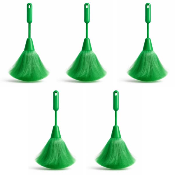 Kit 5 Espanadores Max Clean Nylon Verde com Cabo Plástico