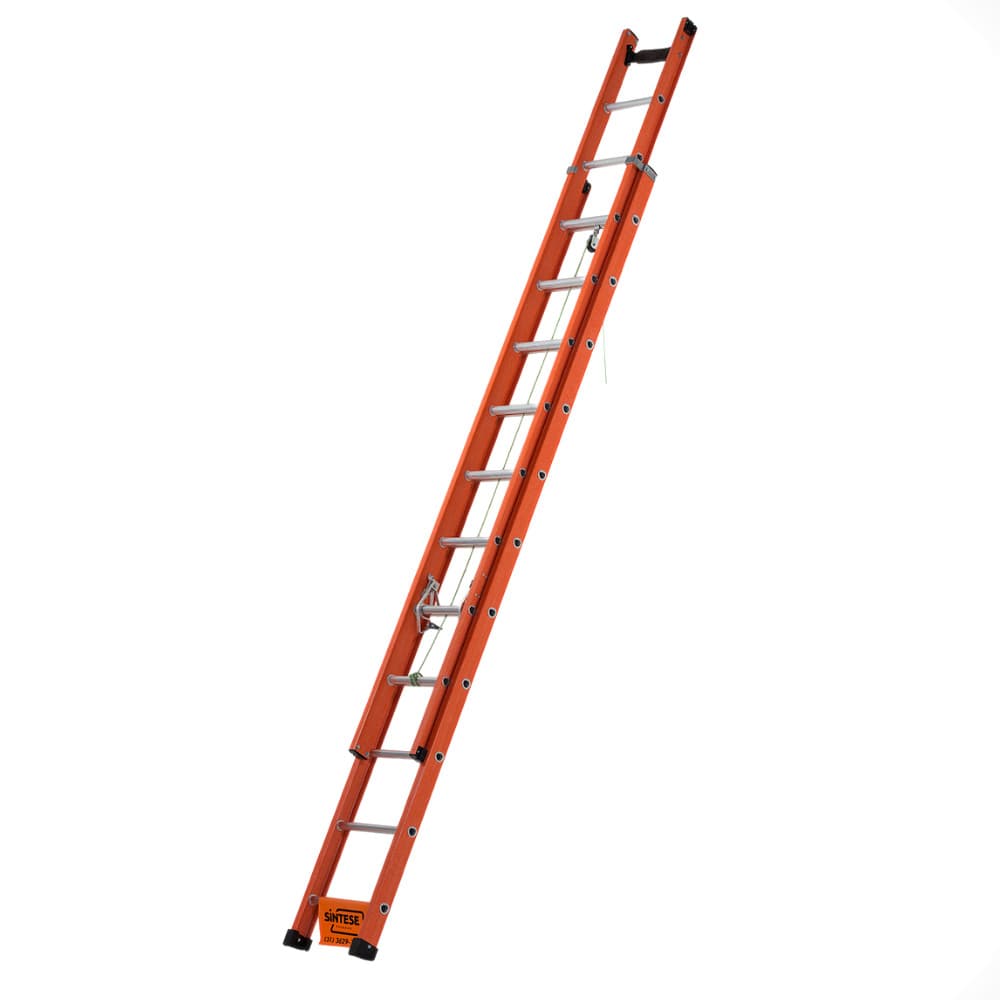 Escada de Alumínio e Fibra de Vidro 23 Degraus Extensível 4,20m X 7,20m com D Vazado EAFD-23 Sintese