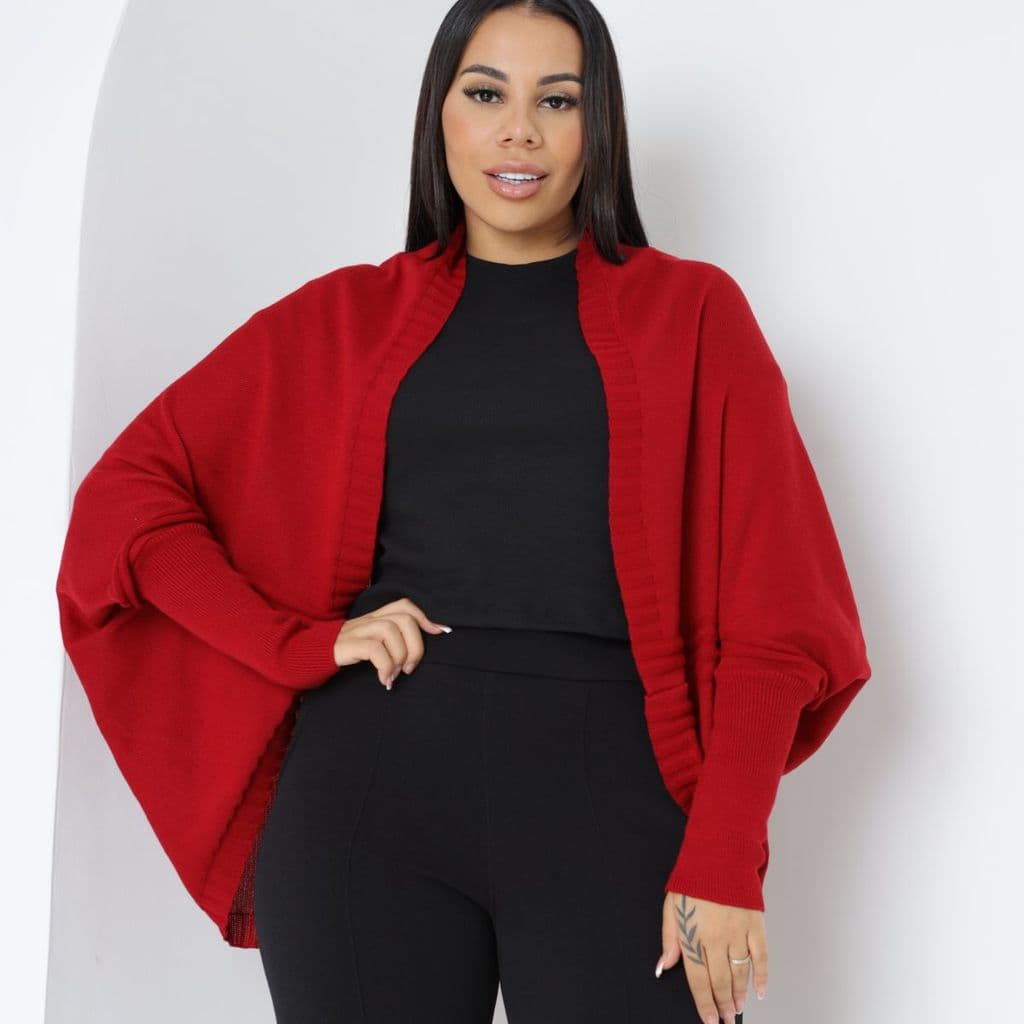 Ponche Ana Sobreposição Casaco Cardigã em Tricô
