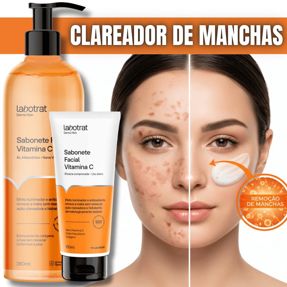 Sabonete skin care C clareador de manchas no rosto e na pele vitamina c