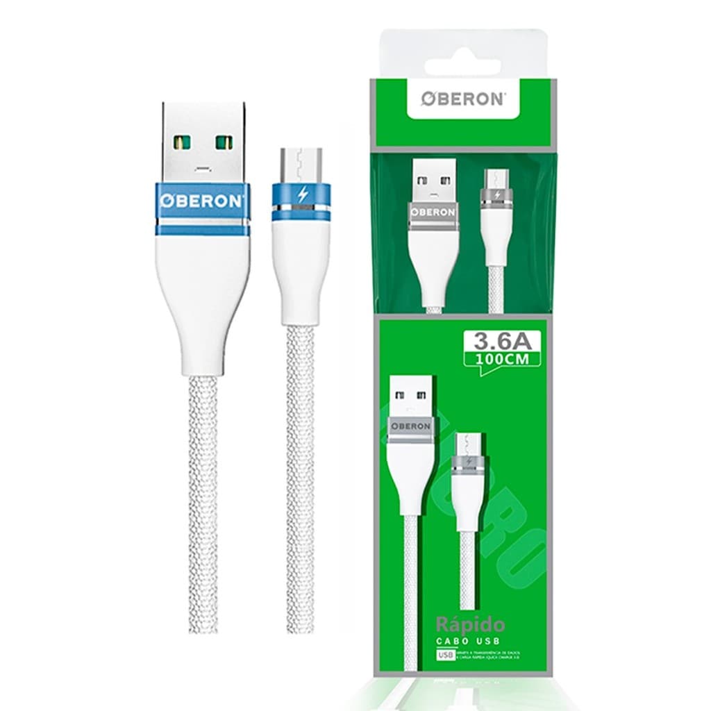 Cabo Carregador V8 x USB 1 Metro para Celular OBERON - OR-CO02/M1