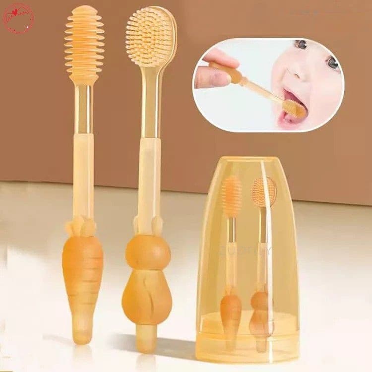 Limpador de Cuidados Orais para Dentes de Bebê Material de Silicone 2-Pack Escova de Língua Limpeza de Recém-Nascidos Br