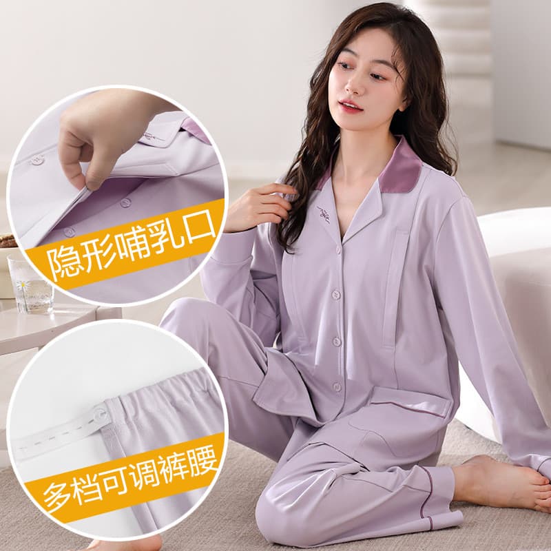 Xiyue puro algodão primavera outono roupas de confinamento calças de manga comprida pijamas mulheres grávidas amamentaçã