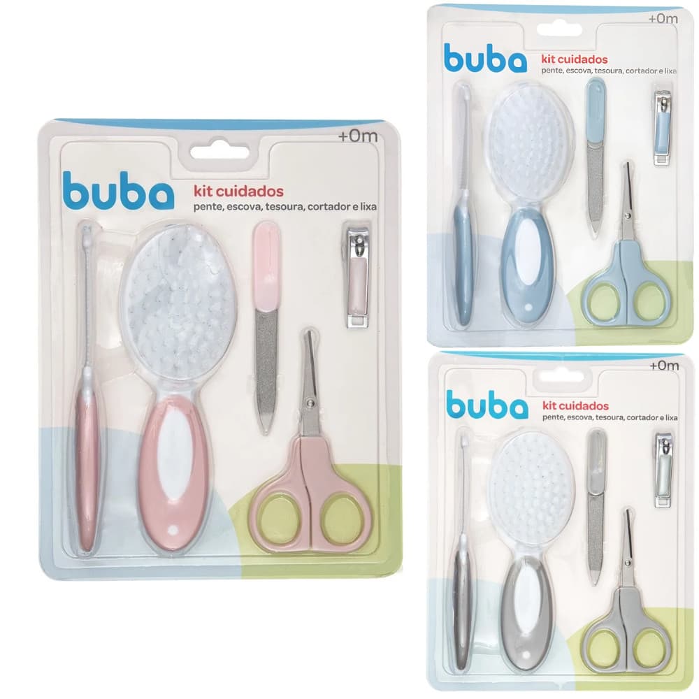 KIT CUIDADOS E HIGIENE 5 PEÇAS PENTE, ESCOVA, CORTADOR DE UNHA E LIXA - BUBA/PIMPOLHO