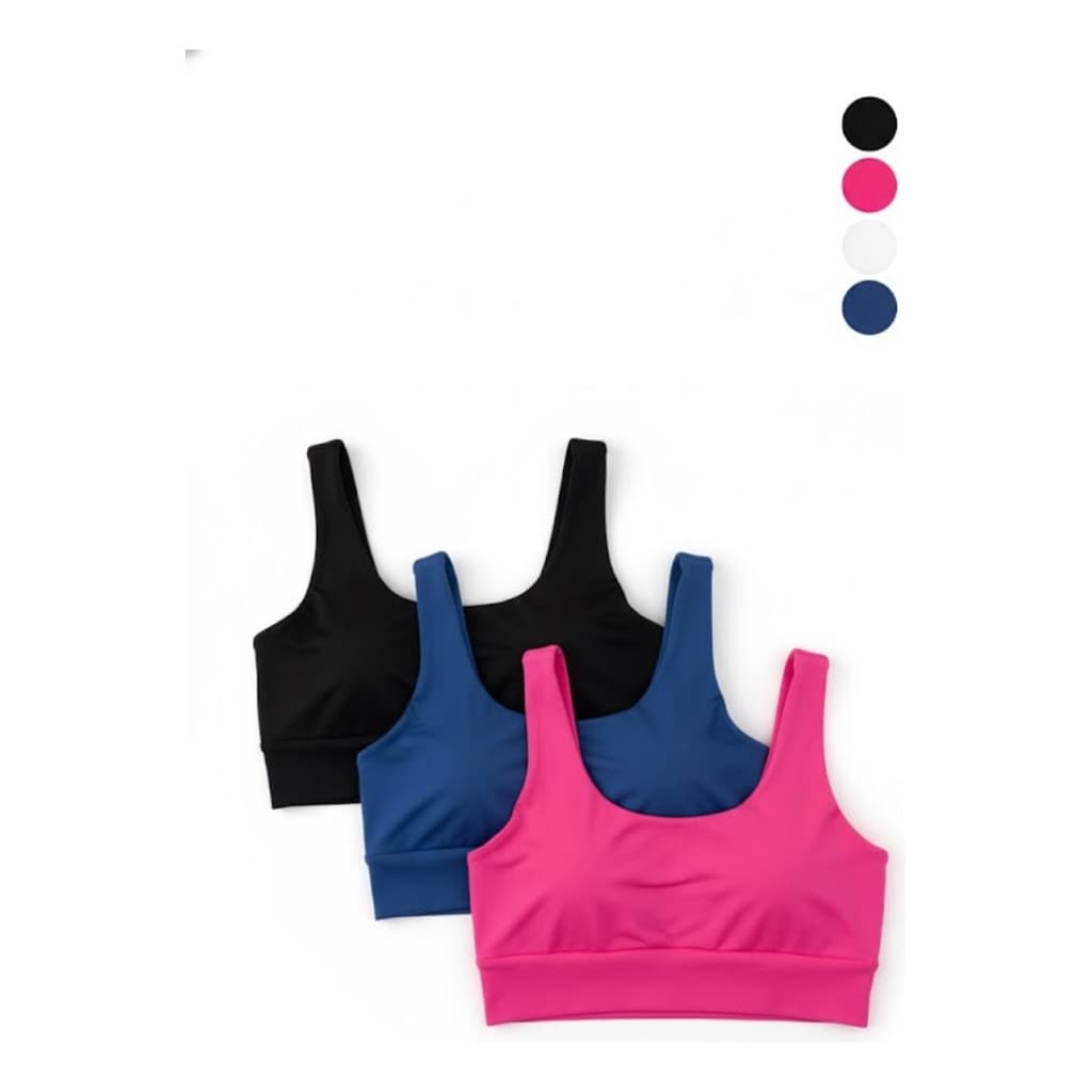 Kit 3 Tops Cropped Fitness Sem Bojo Cós Largo Treino Casual