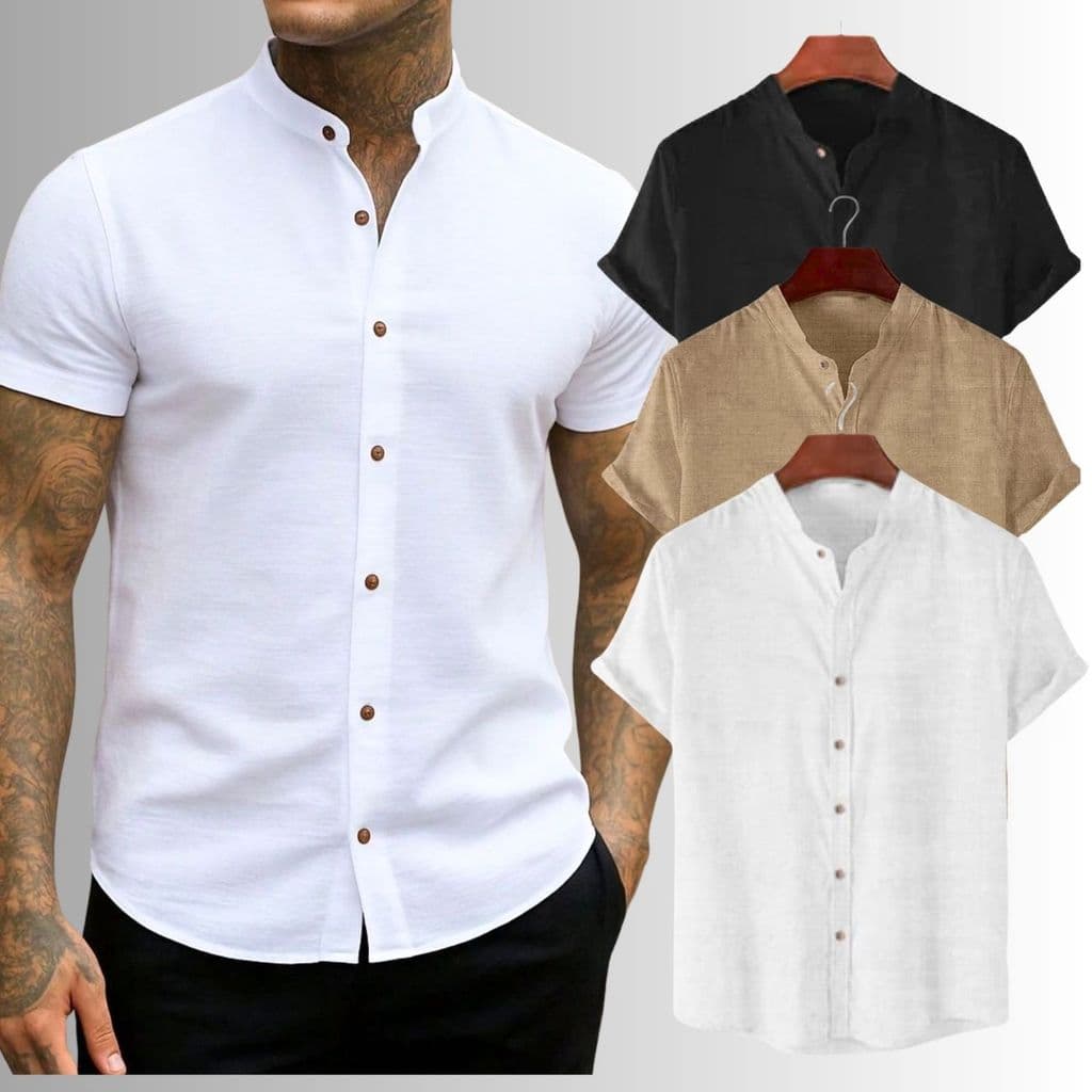 Camisa Masculina Gola Padre Social Manga Curta Premium