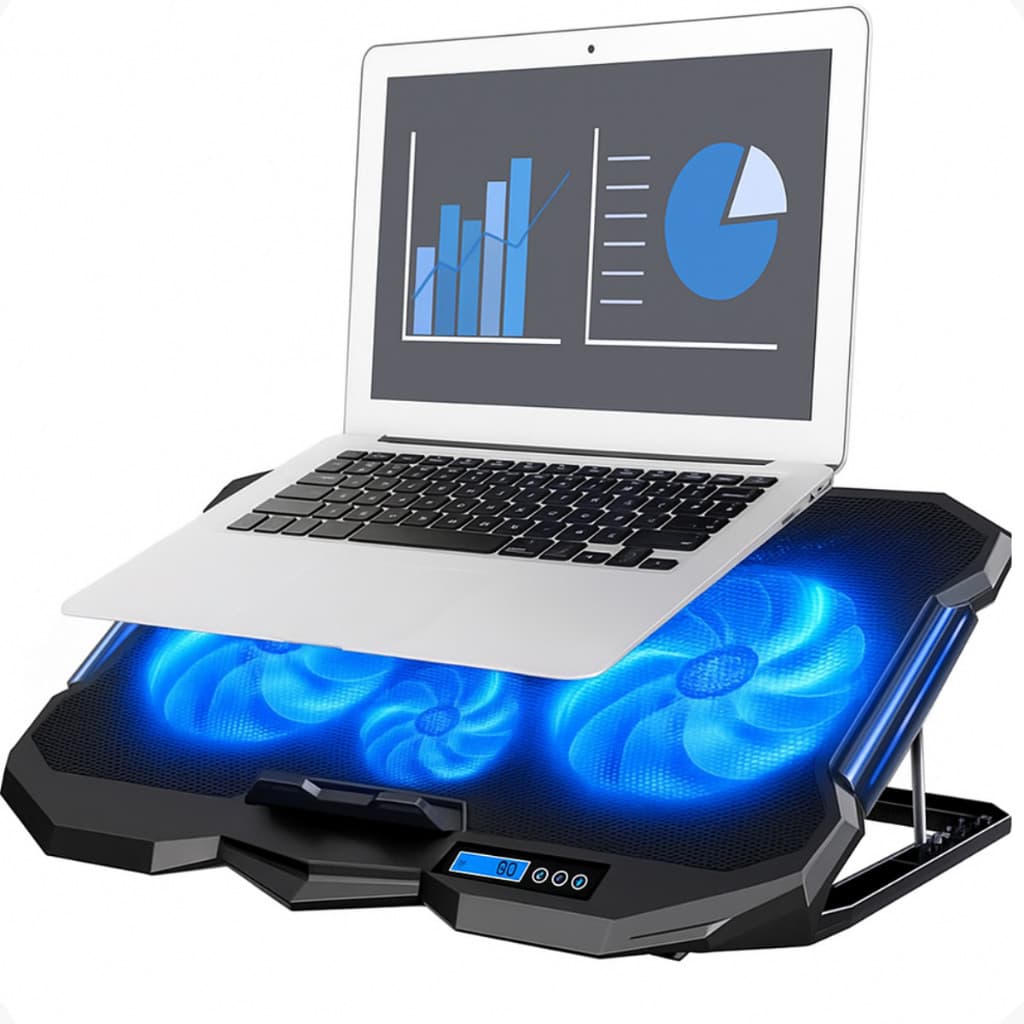 Suporte Notebook Gamer com 1/2/4 Coolers Fans Ventoinhas Potentes Ajuste Velocidade