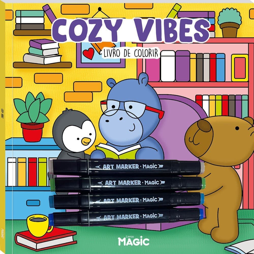 Livro de Colorir Cozy Vibes - Com 4 Canetinhas Touch - Tik Tok