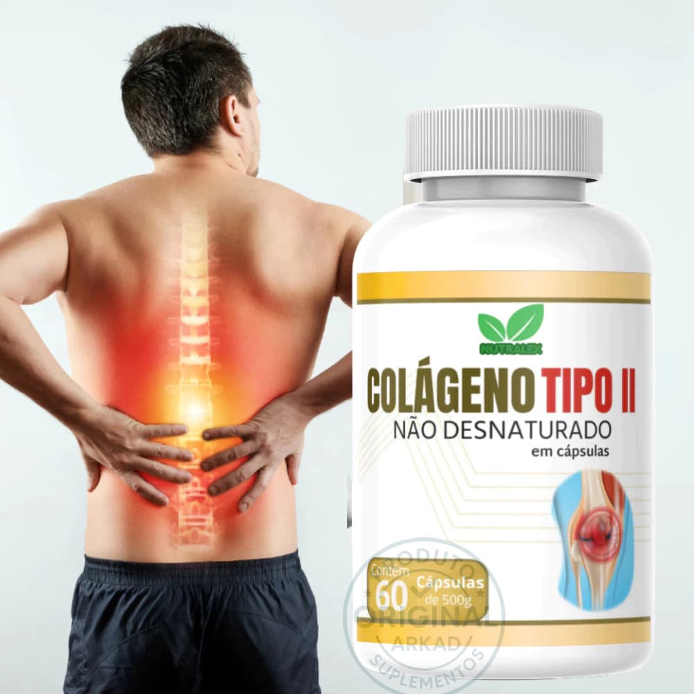 Colágeno Tipo 2 Não Desnaturado Puro - 120 Cápsulas para Dores