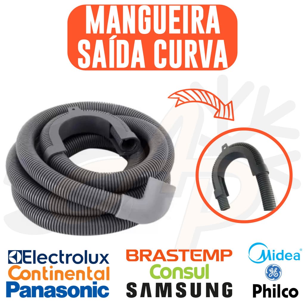 MANGUEIRA DE SAÍDA ÁGUA CURVA BOCA GROSSA LARGA LAVADORA 2,00 METROS ENVIO RAPIDO