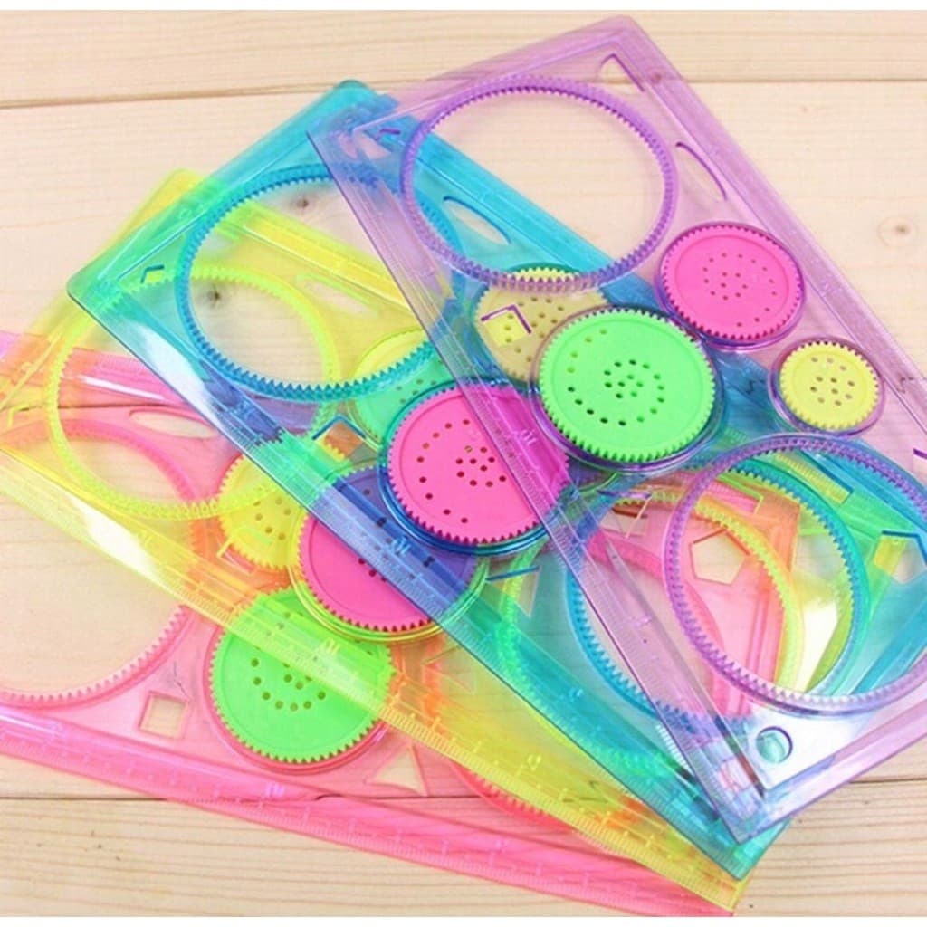 Material de desenho escolar: régua mágica espiral para padrões geométricos