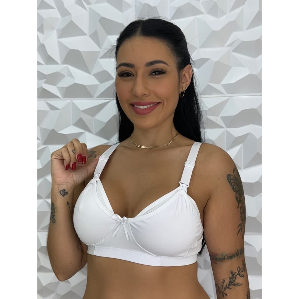 KIT 4 Sutiã Amamentação Reforçado Alças Largas Ajustáveis Pós Parto Maternidade