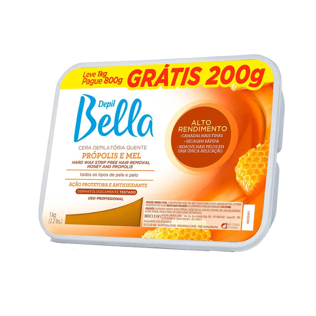 Cera Depilatória Depil Bella Própolis e mel 1kg profissional