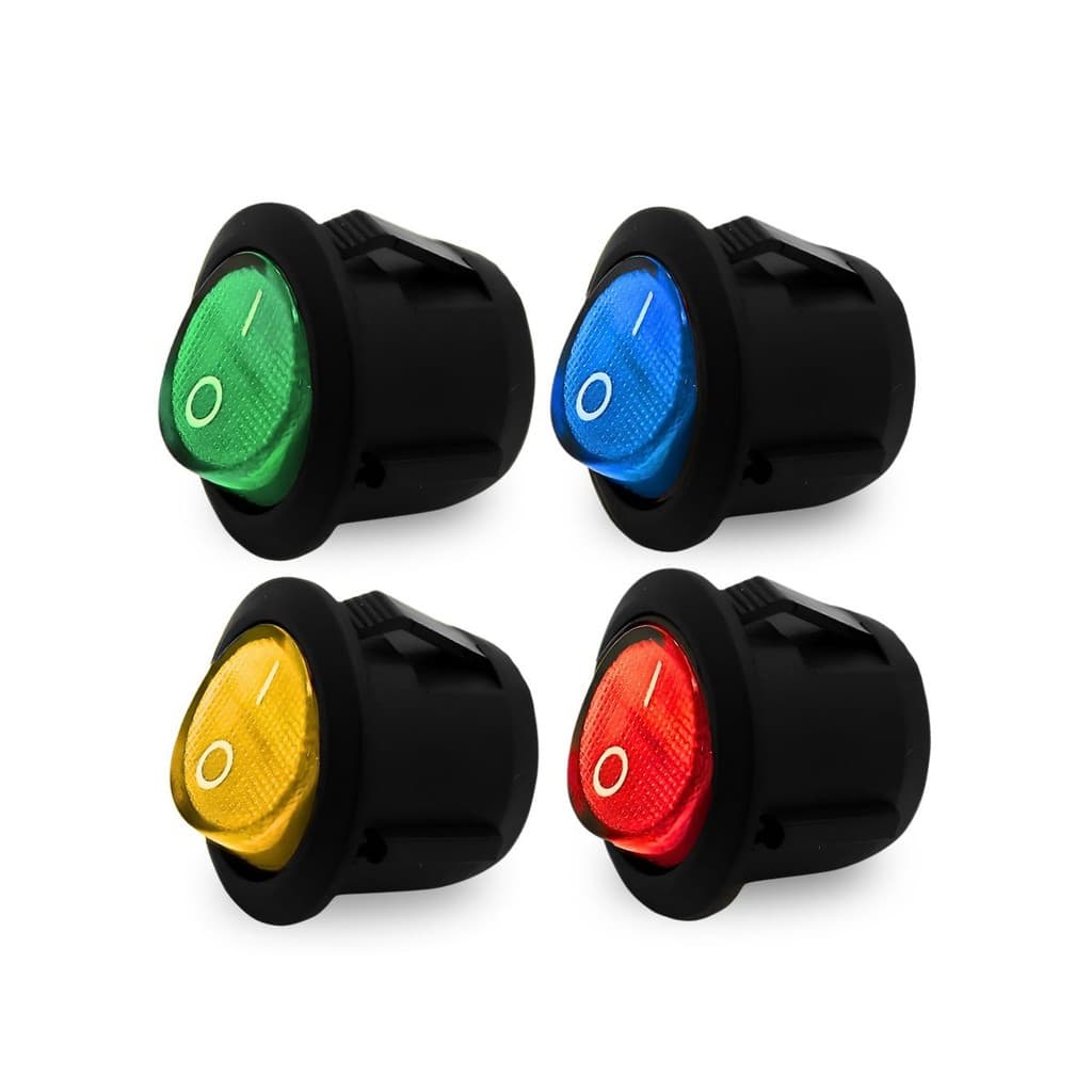 05 Botão Redondo Gangorra KCD1-105 Luz Colorida Interruptor On/Off