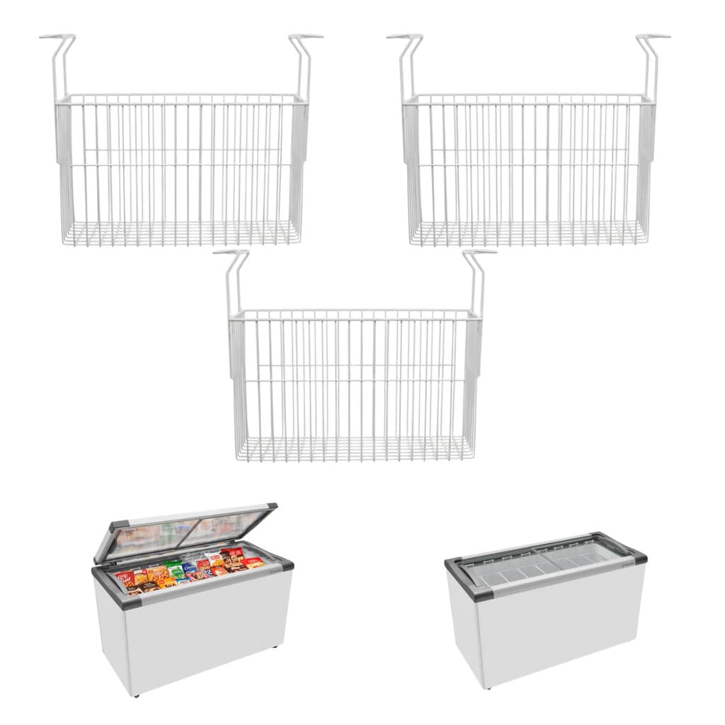 Kit 3 Cestos Para Freezer Multifuncional Aramado Organizador Geladeira/Freezer Picolés Frutas Polpas