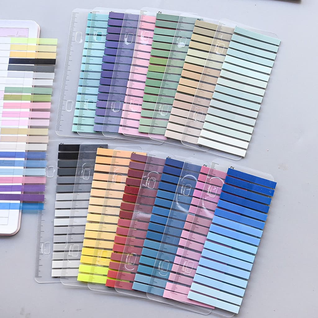 320 Folhas Cor Gradiente PET Conveniência Adesivo Índice Transparente Tira Fina Memorando