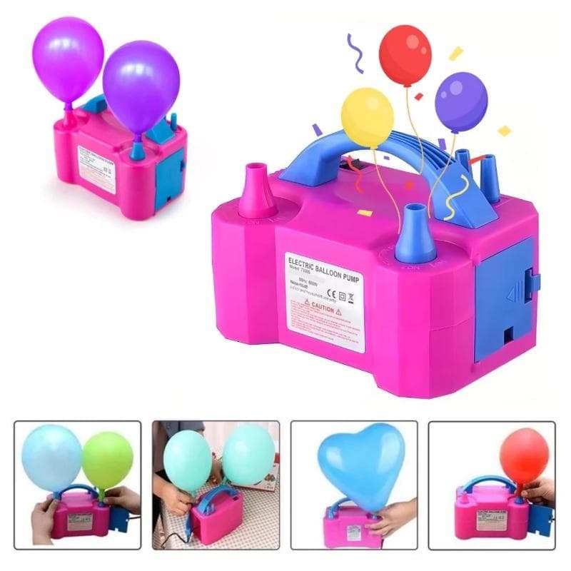 Bomba Inflador Elétrico Balão Bexiga Compressor Bomba 2 Bicos Festa - Rosa 110-220v