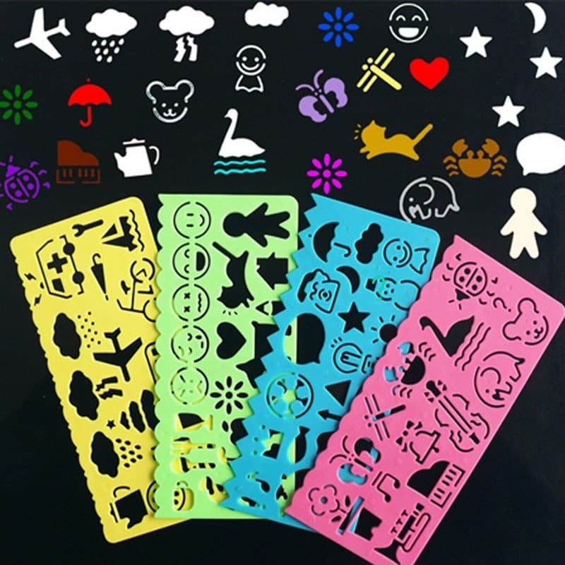 4 Peças/Conjunto Régua Multifuncional Com Variedade De Variedades/Criativo/Material Escolar De Pintura