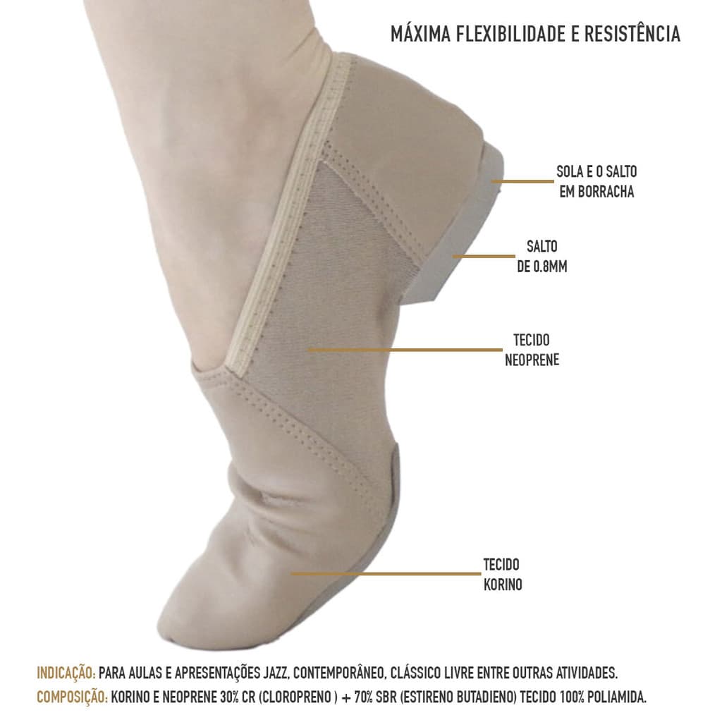 Botinha de Jazz em Couro Sintético Dancin