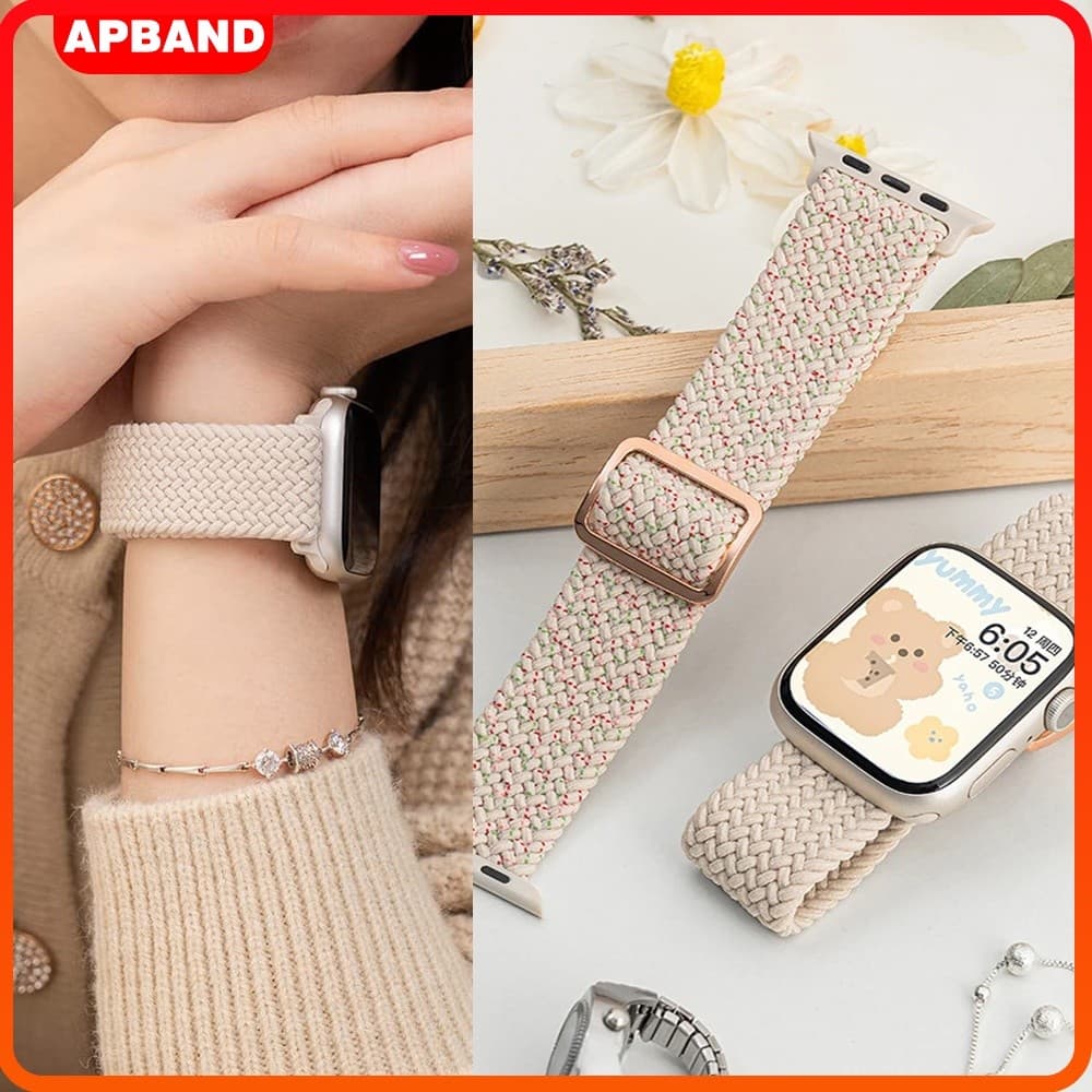Strap Pulseira De Nailon Elástico Para Smartwatch IWatch Apple Watch SE Ultra 3 2 Series 11 10 9 8 7 49 44 46 45 42 41mm