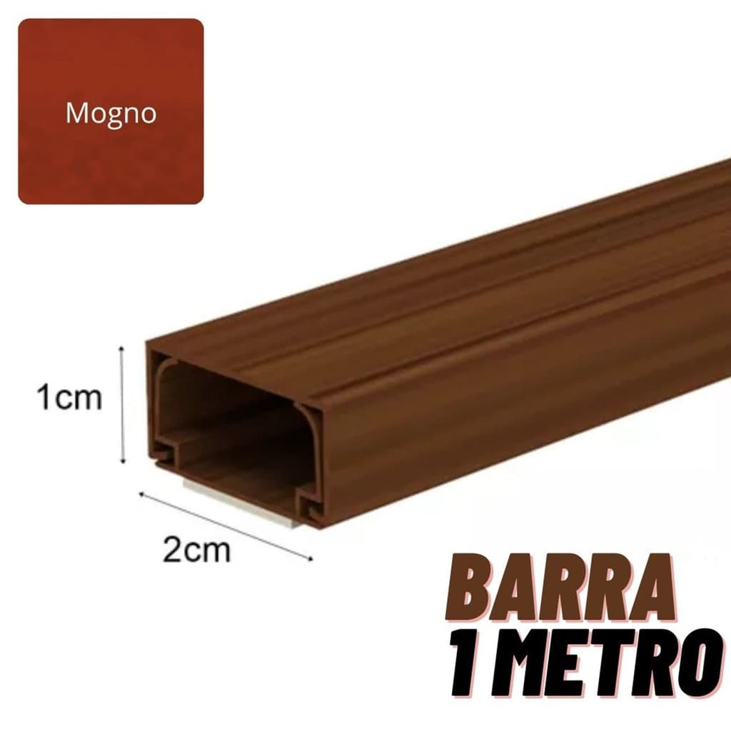 Canaleta p/ Fios e Cabos Sistema X Cor Madeira Mogno 1 Metro