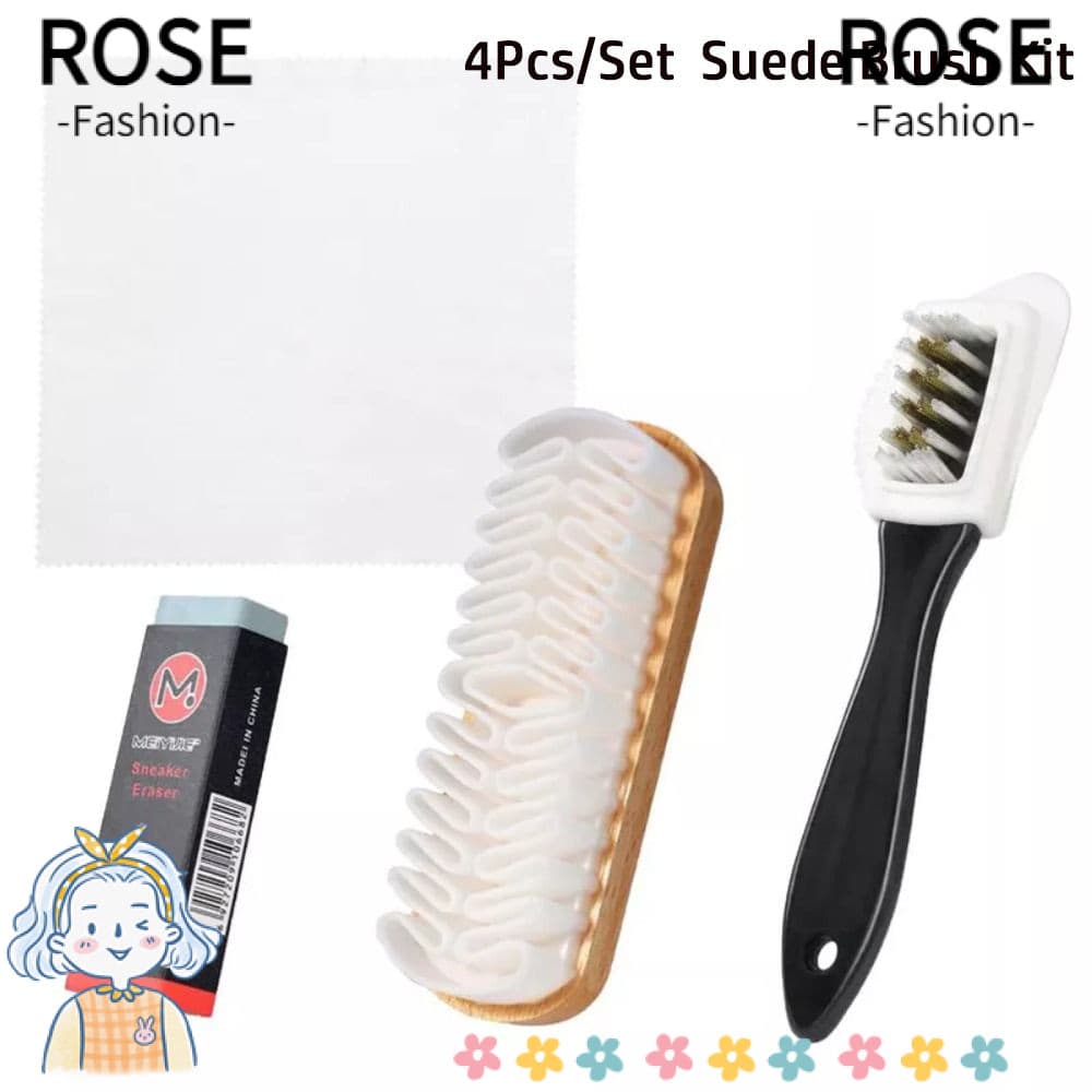 ROSEGOODS 4 Pçs/Set Nubuck Escovas Kit , Ferramenta De Limpeza Para Remoção De Manchas De Escova De Camurça Com Borracha