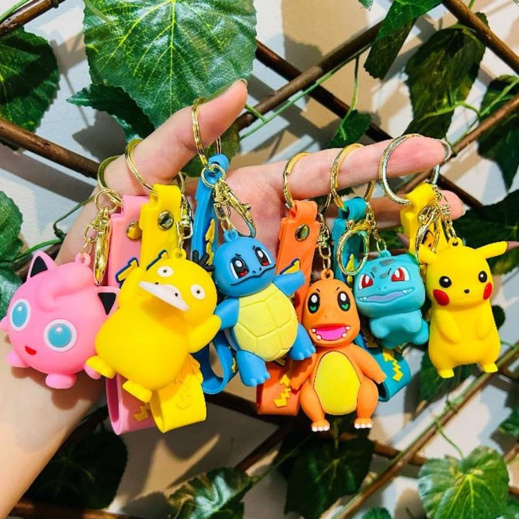 Chaveiro emborrachado 3D Anime, Animais, Monstrinhos Personagens Divertidos Fofos Colecionáveis Mochilas Bolsas e Chaves