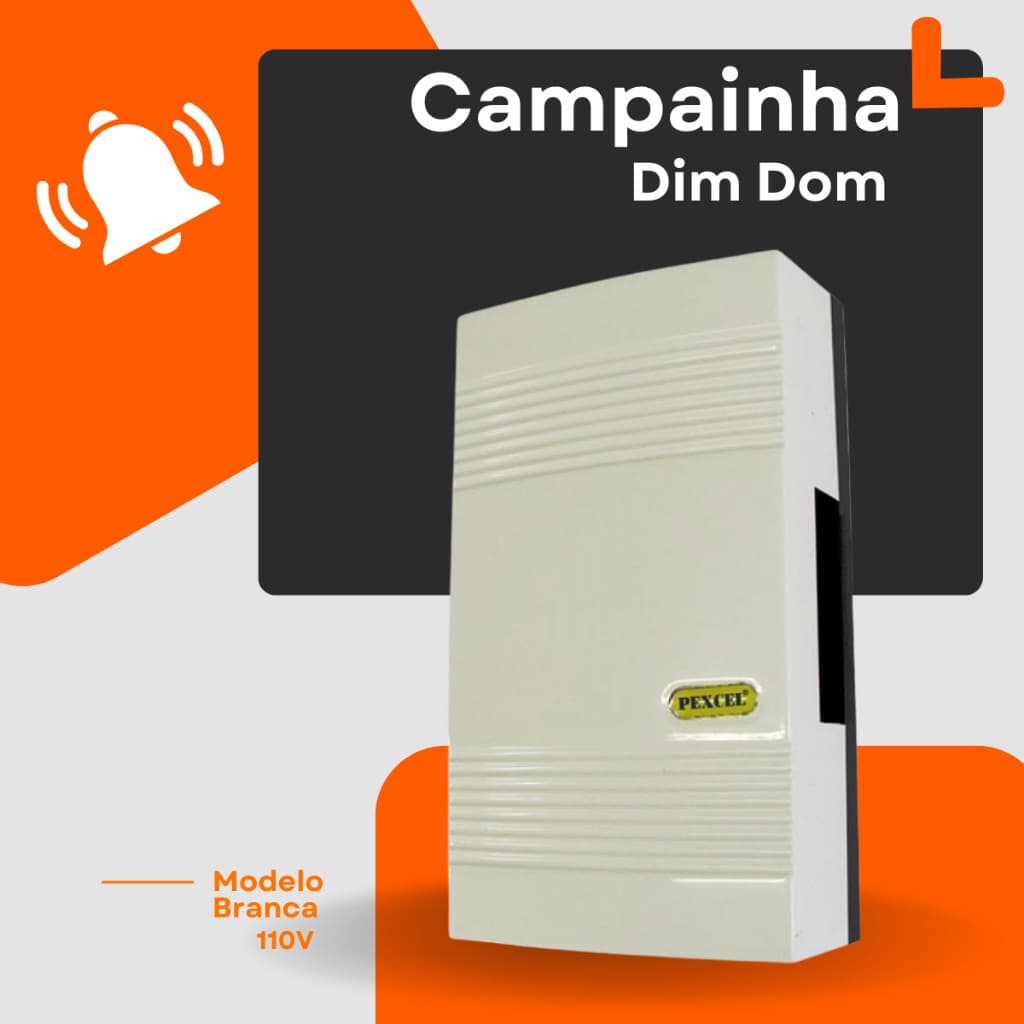 Campainha - Residencial - Interna -Din Dom - Branca - 110v - Casa - Contrução