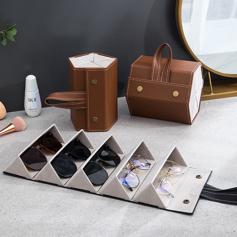 porta óculos estojo portátil organizador viagem necessaire dobrável divisórias