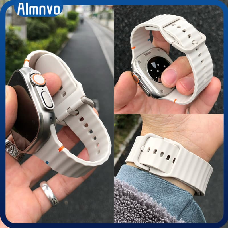 Pulseira De Silicone Para Relógio Iwatch Apple Watch Ultra 3 2 49 40 44 41 45 42 46 38mm Series 11 10 9 8 7 SE 3 6 5