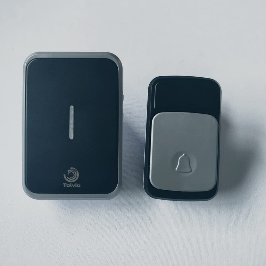 Campainha Externa Sem Fio Com Alcance De Ate 100M Branca, Preto e Branca com Azul