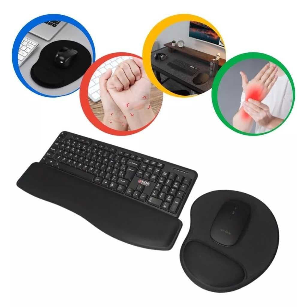 Kit Mousepad + Apoio Ergonômico Teclado Home Office