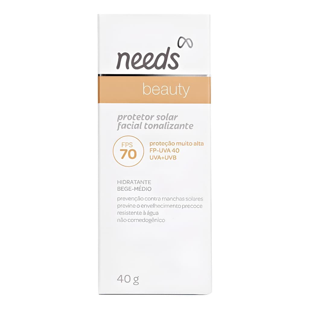 Needs Beauty Protetor Solar Facial Fps 70 Bege Medio 40g