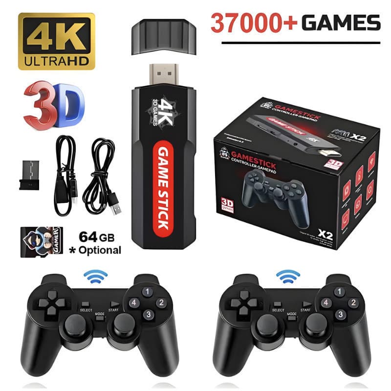 Console Game Stick 4k GD10 64GB 37000 MIL Jogos + 2 Controles