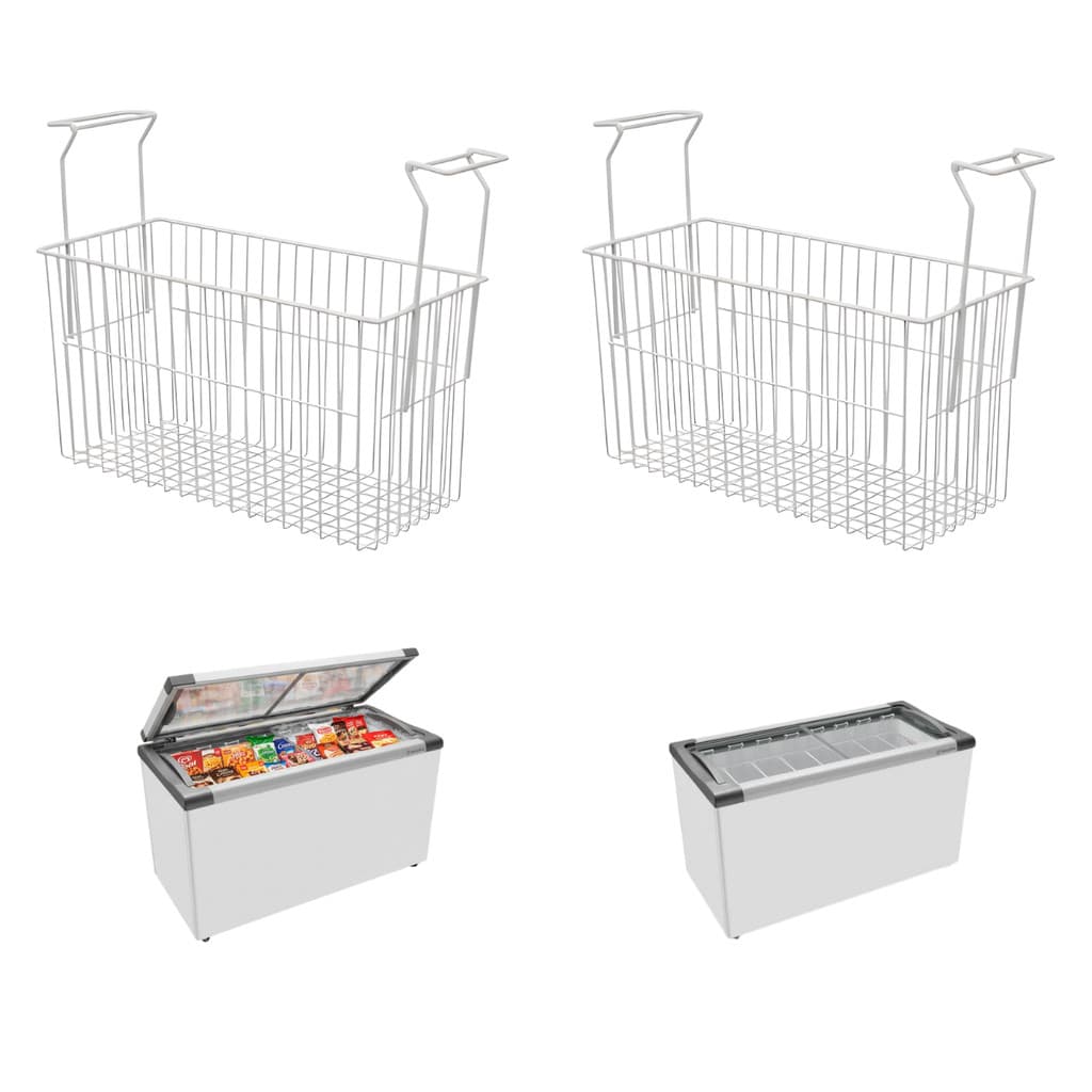 Kit 2 Cestos Para Freezer Multifuncional Aramado Organizador Geladeira Picolés Frutas Polpas