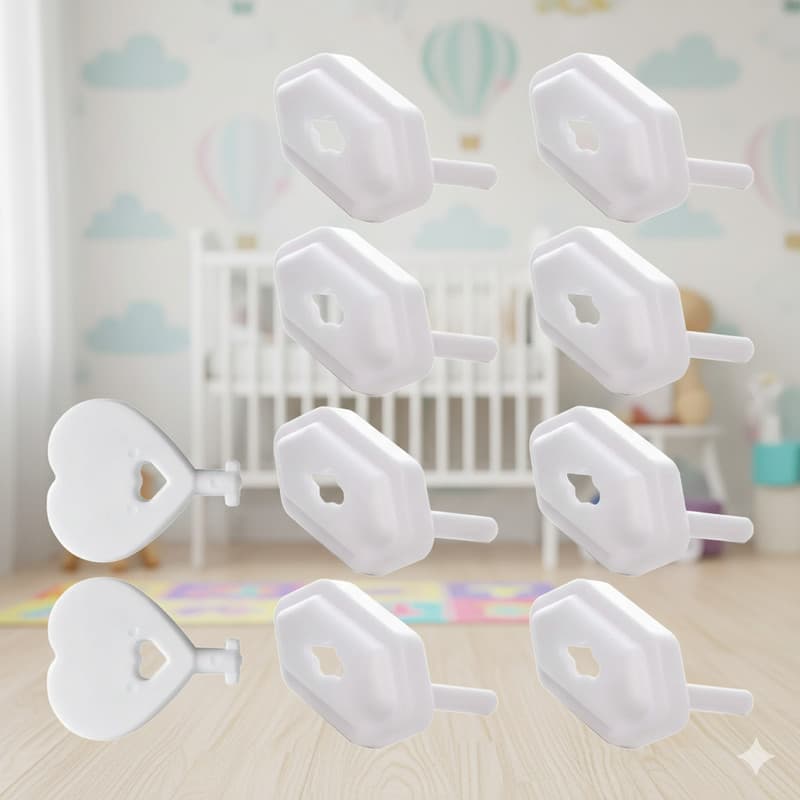 8 Protetores de Tomada + 8 Chaves Segurança Bebê Antichoque LYOR