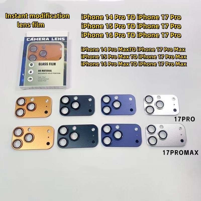 Novo Filme De Lente Traseira Modificado Instantaneamente Muda Para IPhone 17 Pro Max Adesivo 14 15 16 Pro Max Lens Film
