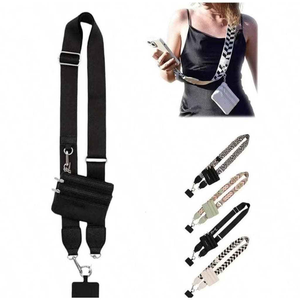 Alça de Nylon Com Bolsinha e Suporte Para Celular, Confortável e Resistente 84cm/33.07in