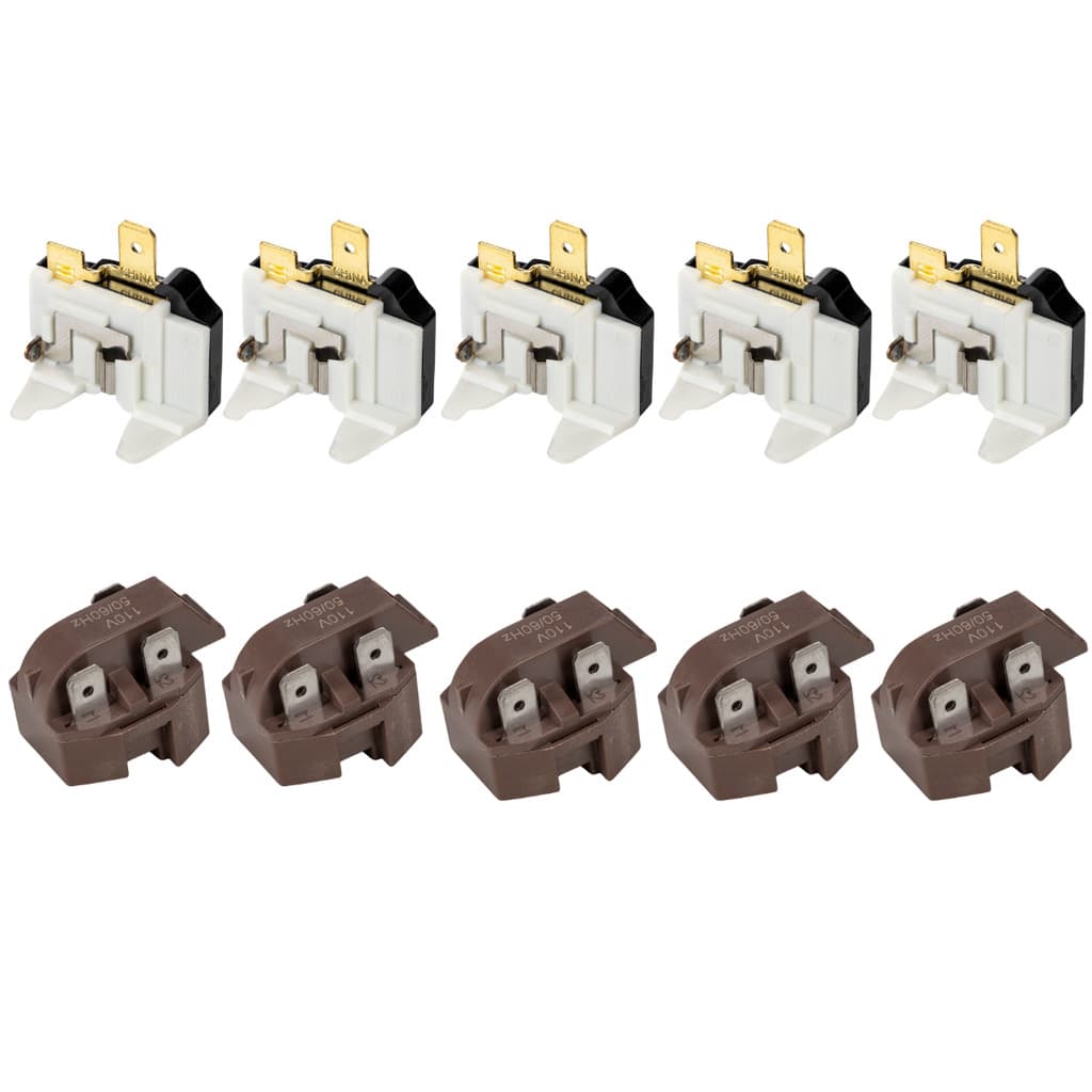 Kit 5 Rele PTC e 5 Protetor Termico 110v 127v Universal 1/4 1/5 1/6 1/8 1/10HP Para Motor Geladeira Bebedouros Freezer