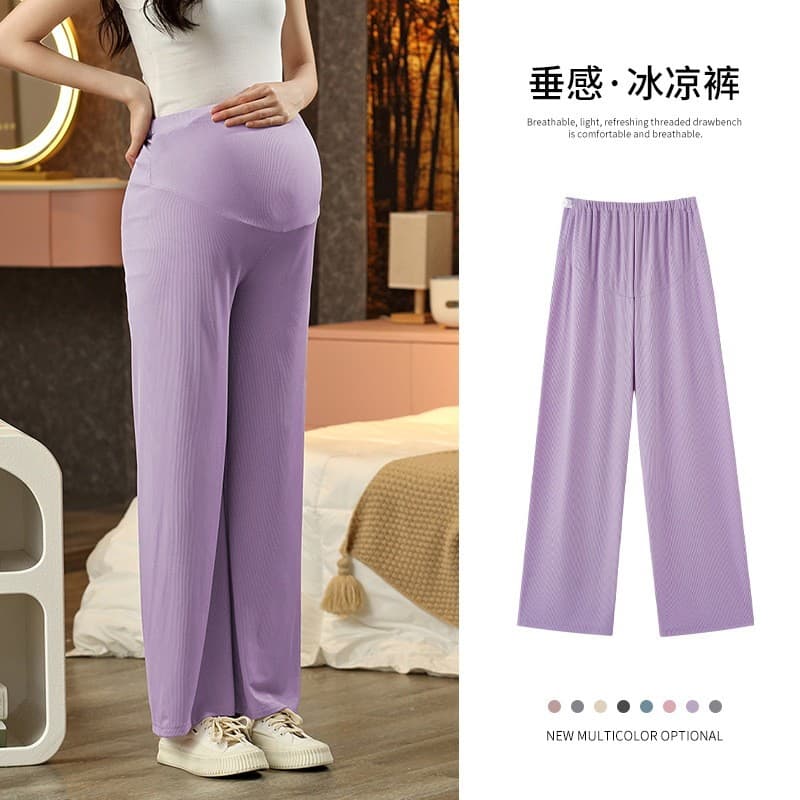 Xiyue Calças para levantamento de barriga para mulheres grávidas 2024 Primavera Outono Novo estilo Fio de seda gelada Ca