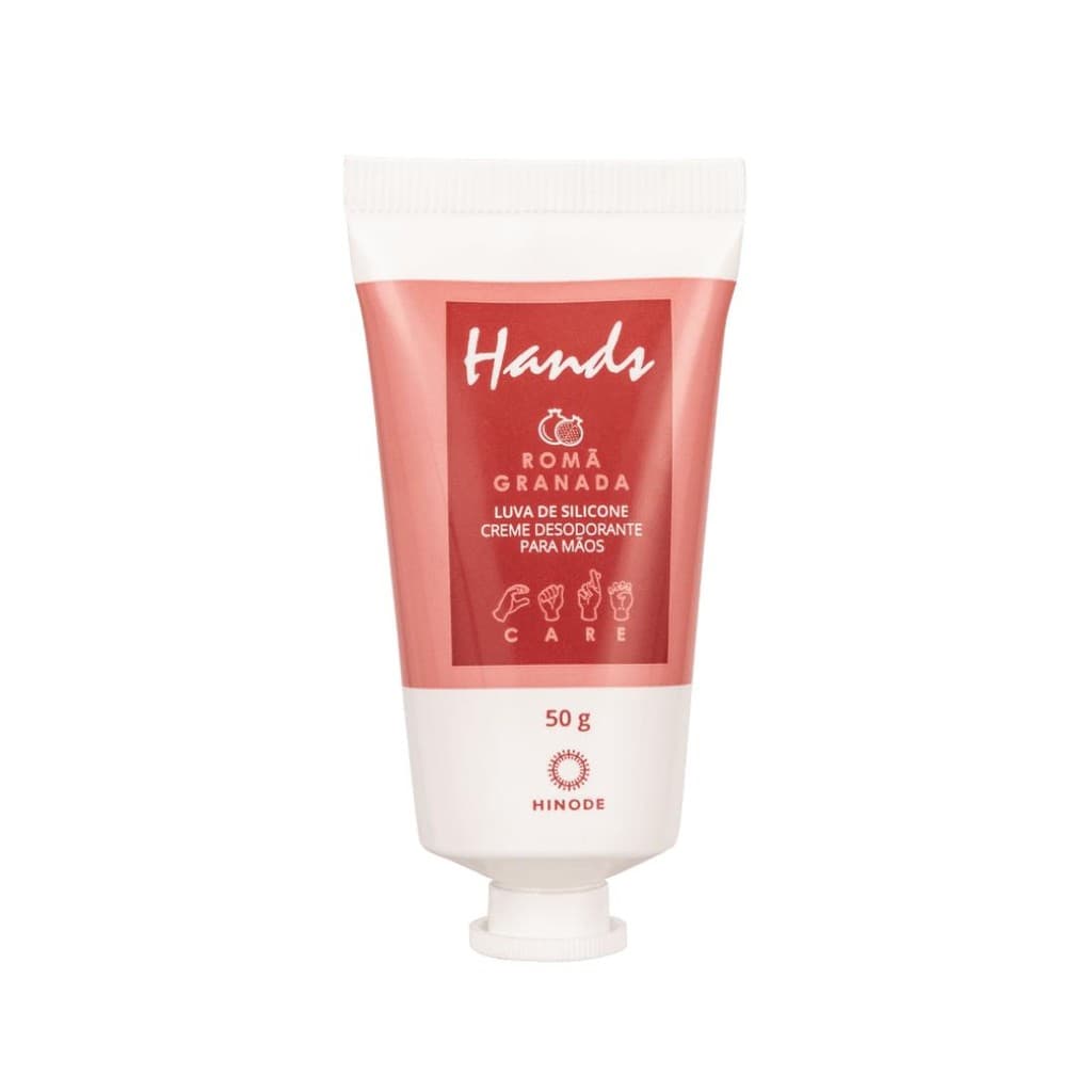 Miniatura Luva De Silicone Romã Hands Creme Para as Mãos Hinode 50g