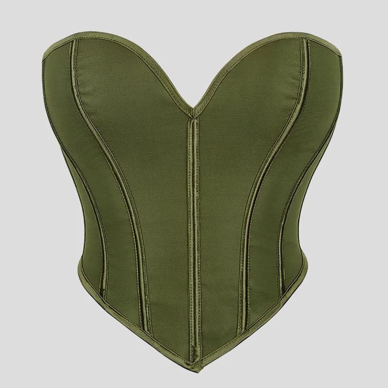 Top Cropped Feminino Sem Alças, Bustier Sólido, Renda, Espinha de Peixe, Push Up, Modelador de Cintura, com Mangas e Cos