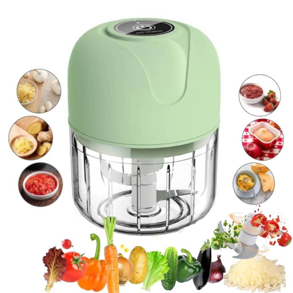 Mini Processador de Alimentos USB 250ml 3 Laminas Triturador Alho Portatil Moedor Eletrico Cebola Trituador de Alimentos